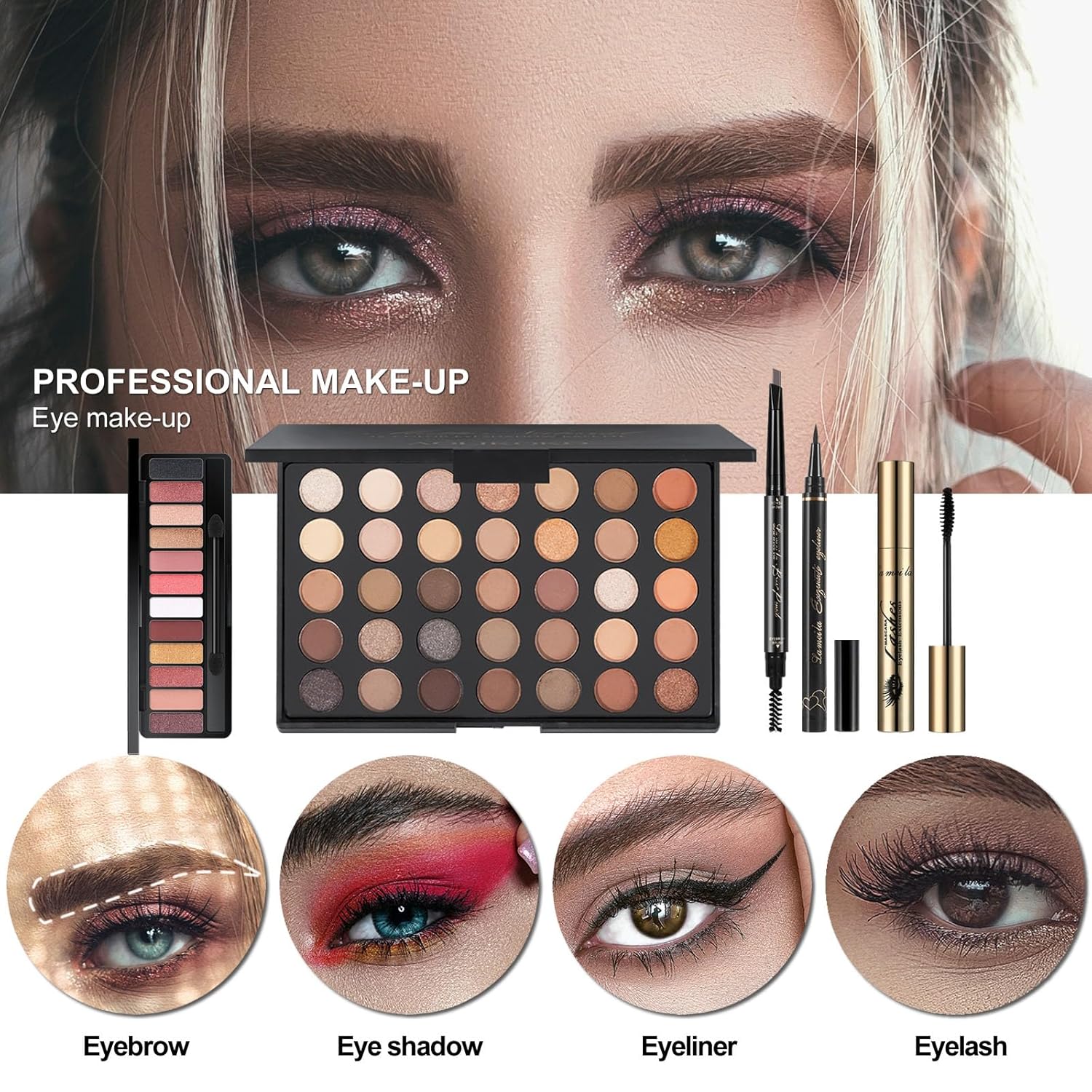 MISS ROSE M All In One Full Makeup Kit, Multipurpose Women's Makeup Sets, Easy to Carry Black