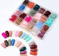 576 Artificial Nails Box - 24 ColorFul Reusable Fake Full Cover Nail Set - Acrylic Fancy French American Nails For Girls Women Ladies With Glue Trendy - 72 / 144 / 288 / 576 Pcs